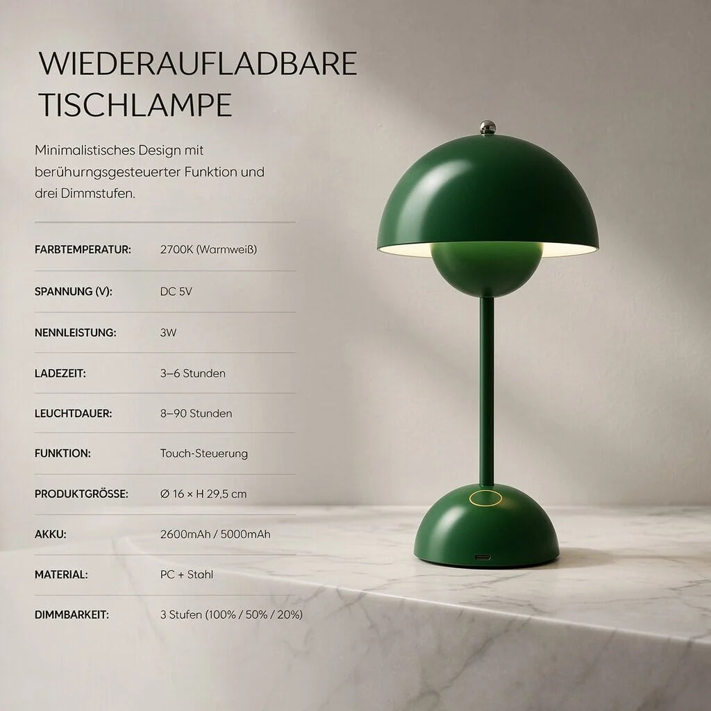 Table Lamp Cordless Rechargeable Dimmable Warm LED