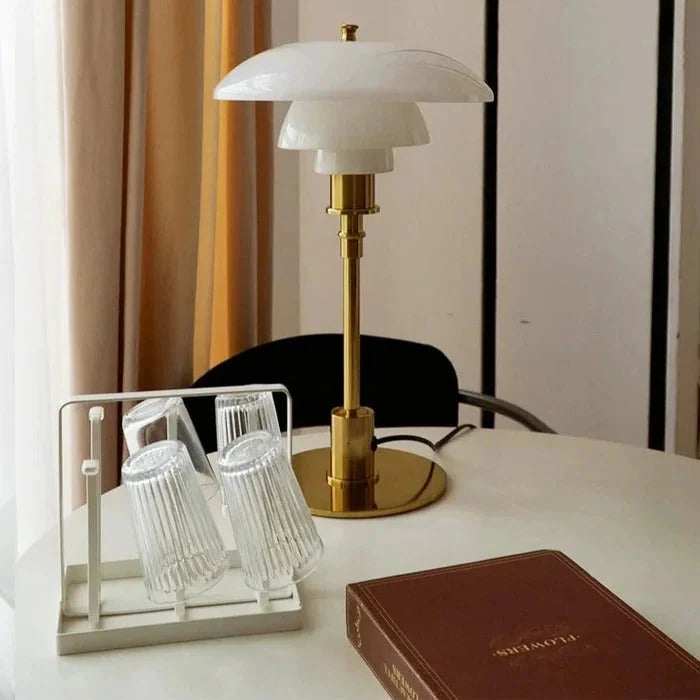 Table Lamp Curved Shade Rotary Dimmer E27 Base
