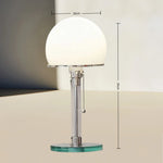 Table Lamp Frosted Glass Shade Adjustable Height Pull Chain Control