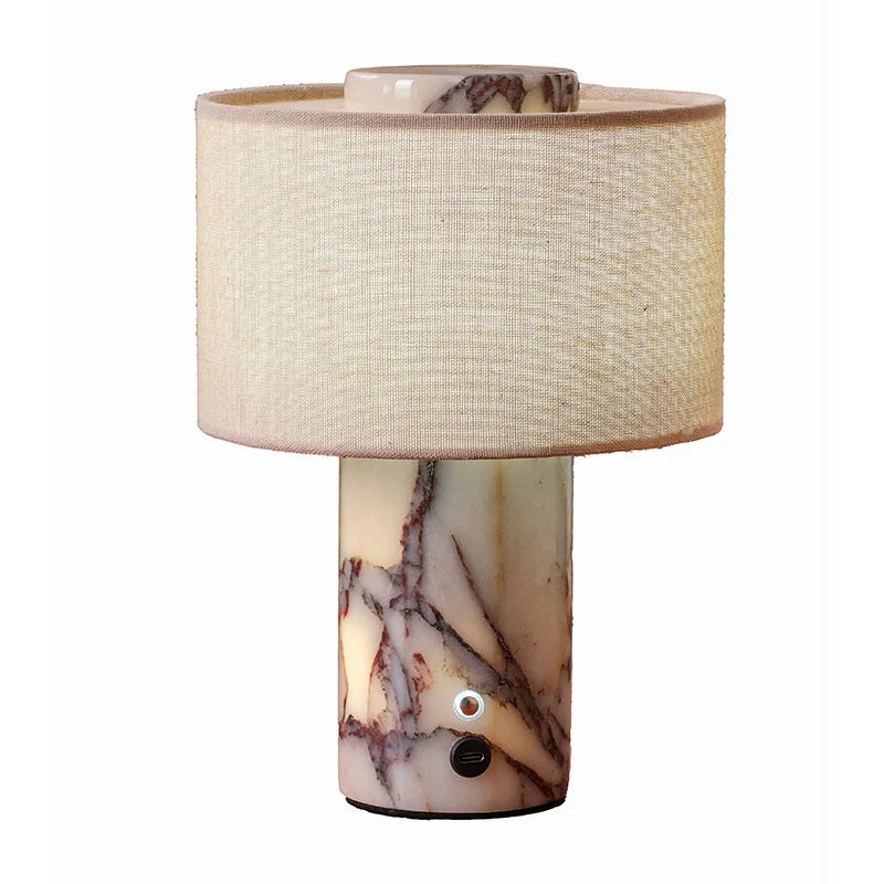 Table Lamp Genuine Marble Base Rechargeable Touch Control
