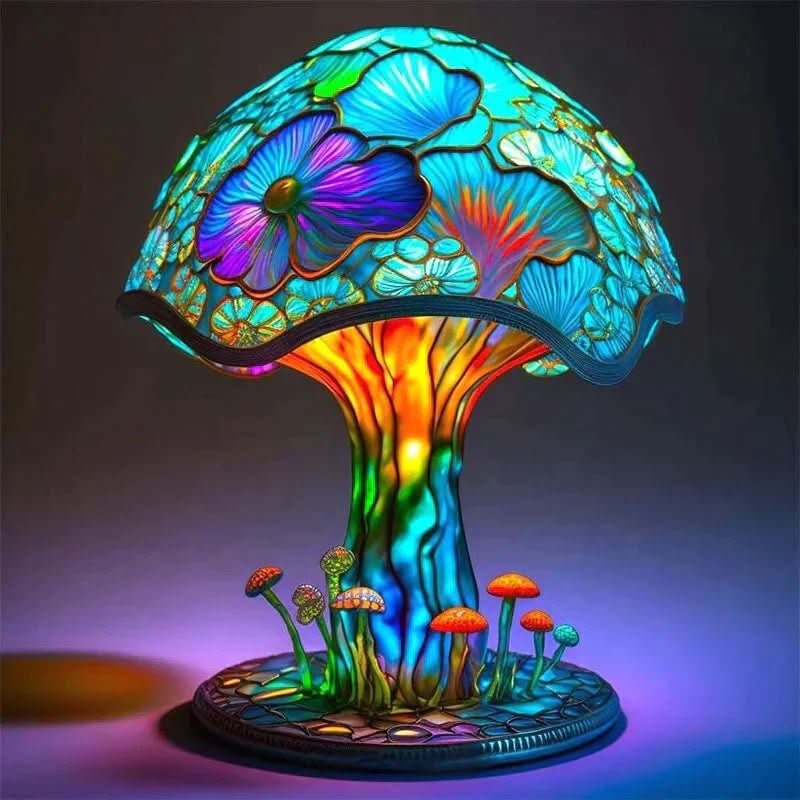 Table Lamp Glass Mosaic Warm Light