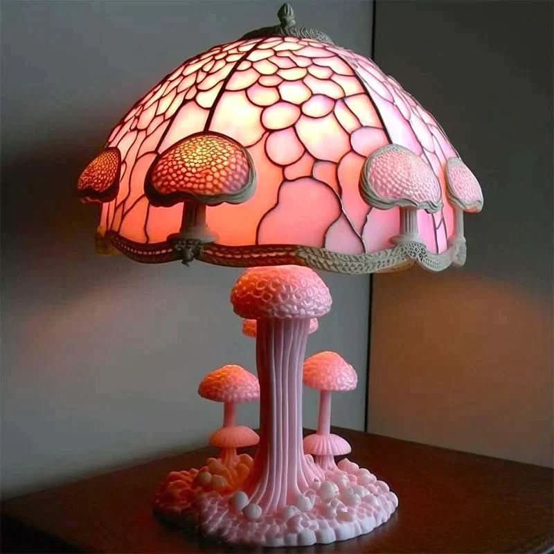 Table Lamp Glass Mosaic Warm Light