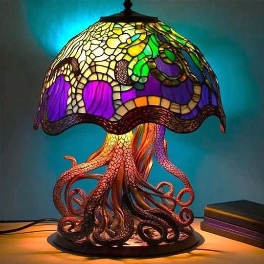 Table Lamp Glass Mosaic Warm Light