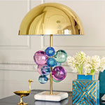 Table Lamp Golden Dome Shade Decorative Glass Spheres