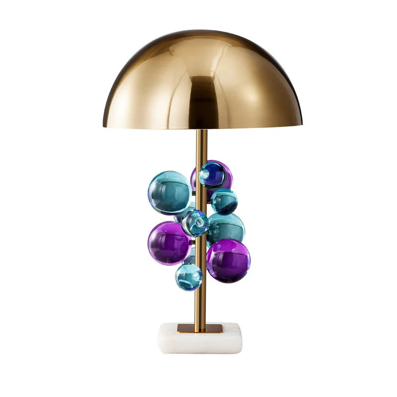 Table Lamp Golden Dome Shade Decorative Glass Spheres