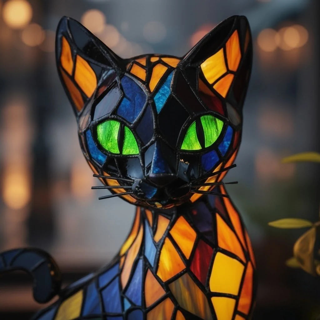 Table Lamp Handmade Resin Cat Design Warm White LED