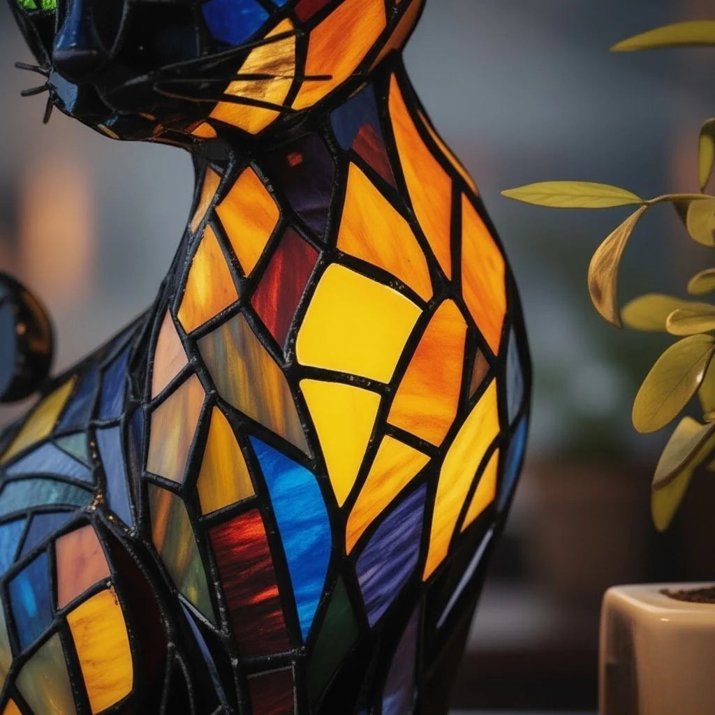 Table Lamp Handmade Resin Cat Design Warm White LED
