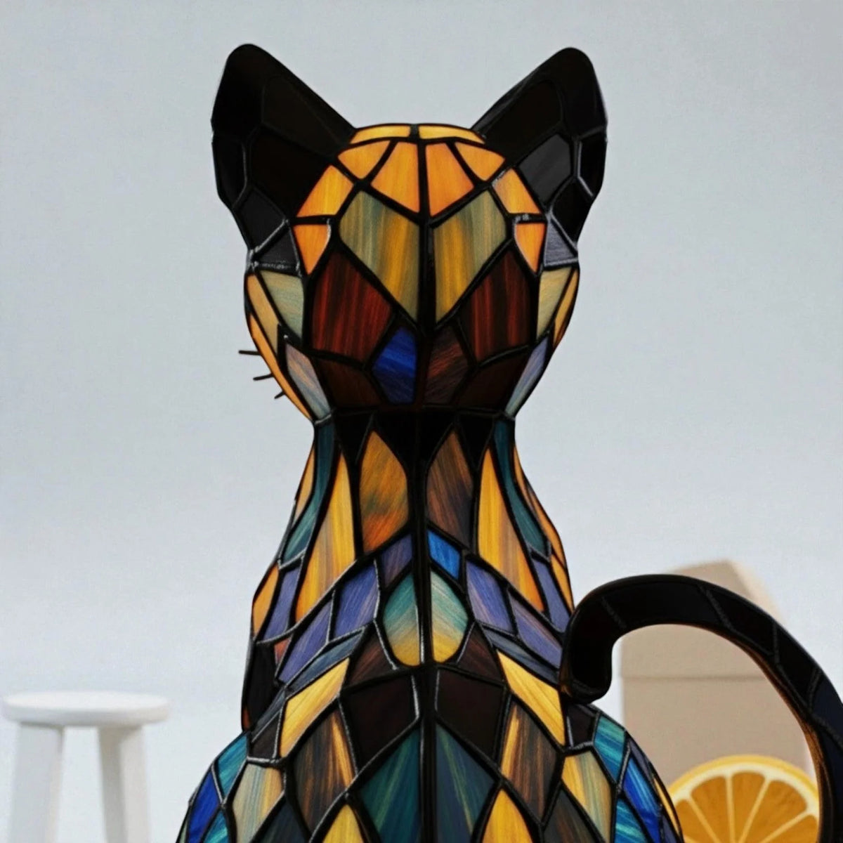 Table Lamp Handmade Resin Cat Design Warm White LED