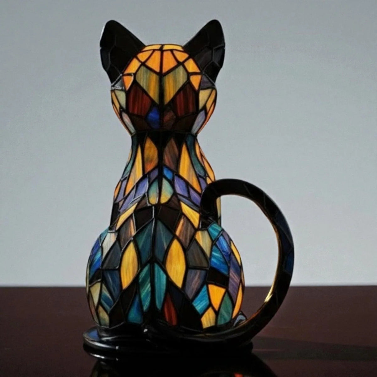 Table Lamp Handmade Resin Cat Design Warm White LED