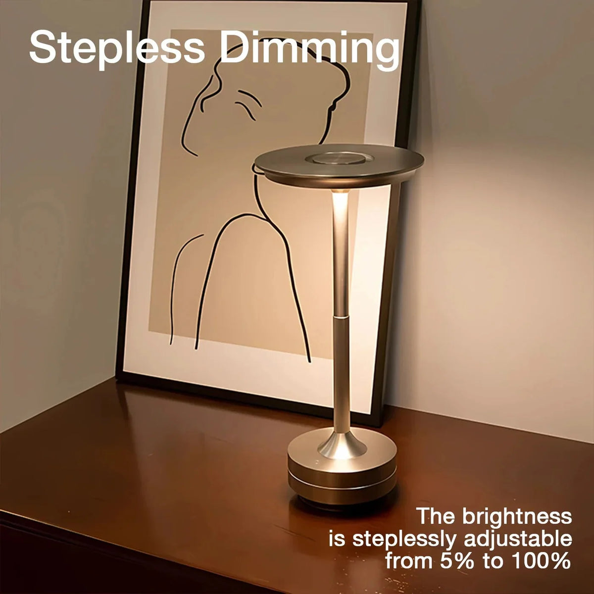 Table Lamp LED Cordless Rechargeable Touch Dimming