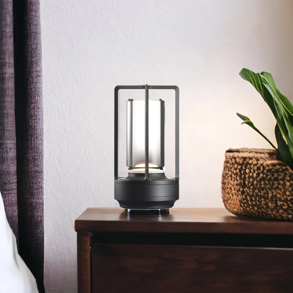 Table Lamp Lantern Cage Design Cordless Rechargeable Touch Control