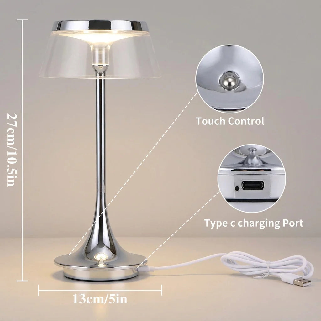 Table Lamp Rechargeable LED Stepless Dimming Metal Base