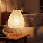Table Lamp Rice Paper Shade Warm Ambient Lighting