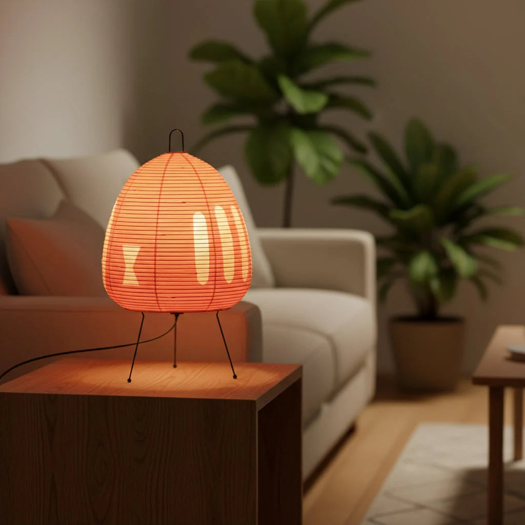 Table Lamp Rice Paper Shade Warm Ambient Lighting