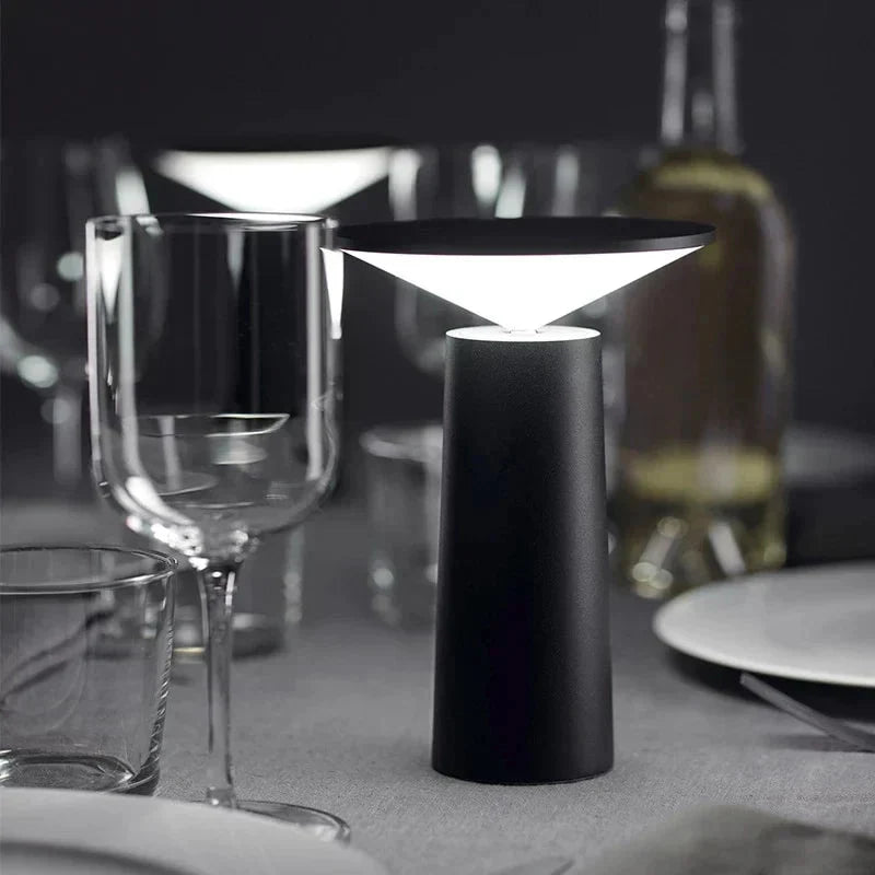 Table Lamp Rotating Shade Adjustable Brightness Rechargeable