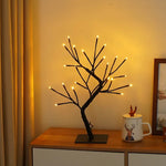Table Lamp Tree-Inspired Warm White LED USB-Powered