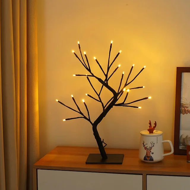Table Lamp Tree-Inspired Warm White LED USB-Powered