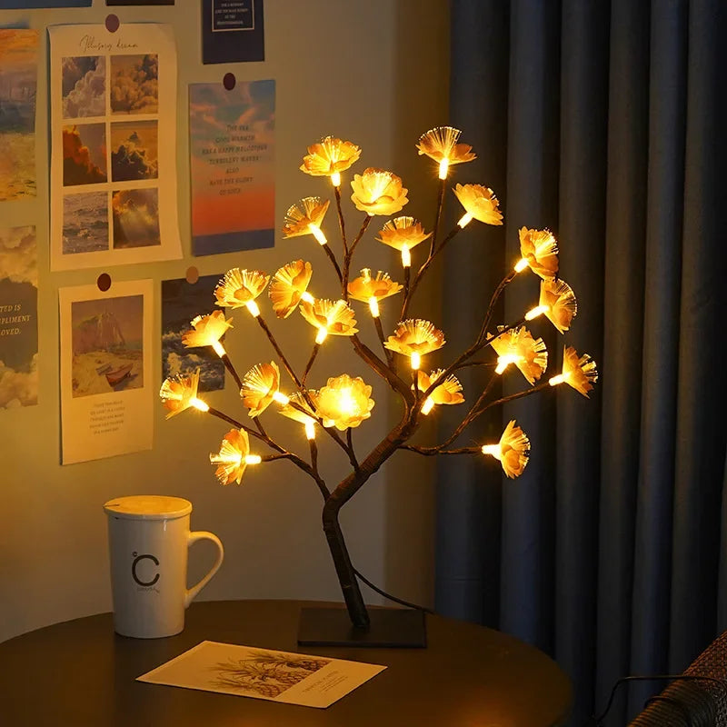 Table Lamp Tree-Inspired Warm White LED USB-Powered