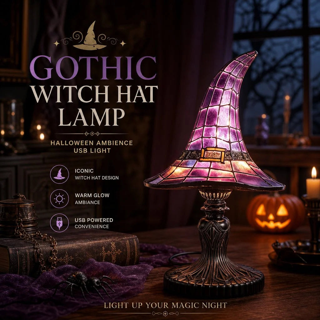 Table Lamp Witch Hat Design USB-Powered Warm Glow