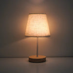 Table Lamp Wooden Base Textured Shade USB-Powered
