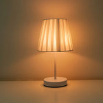 Table Lamp Wooden Base Textured Shade USB-Powered
