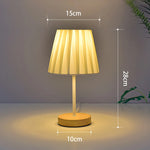 Table Lamp Wooden Base Textured Shade USB-Powered