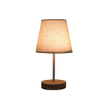 Table Lamp Wooden Base Textured Shade USB-Powered