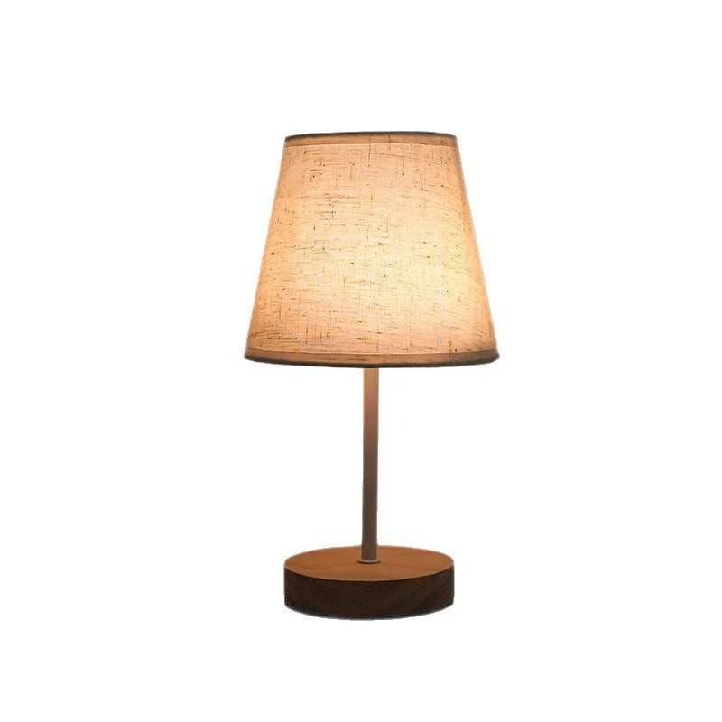 Table Lamp Wooden Base Textured Shade USB-Powered