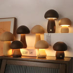 Table Lamp Wooden Cordless USB-Rechargeable Dimmable