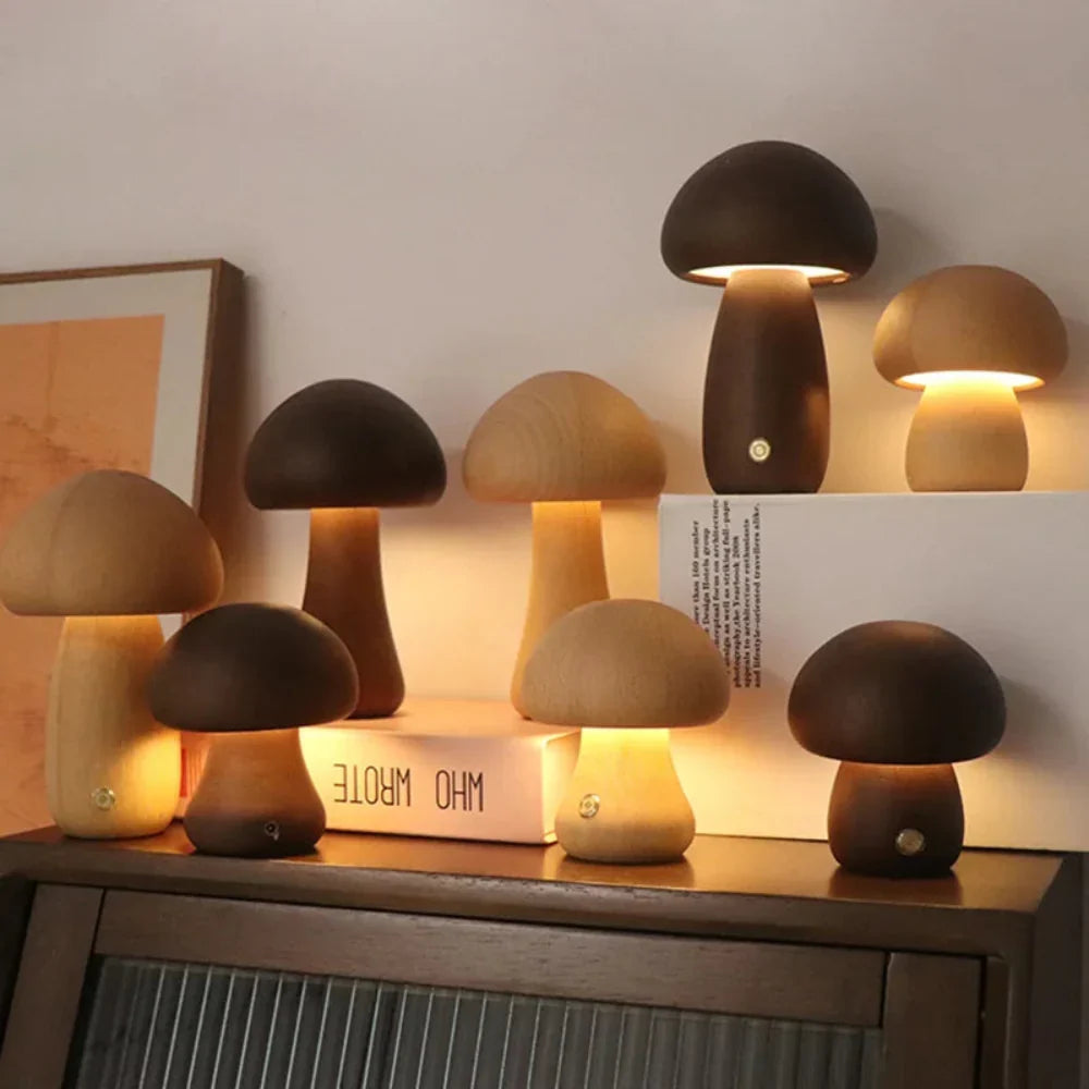 Table Lamp Wooden Cordless USB-Rechargeable Dimmable