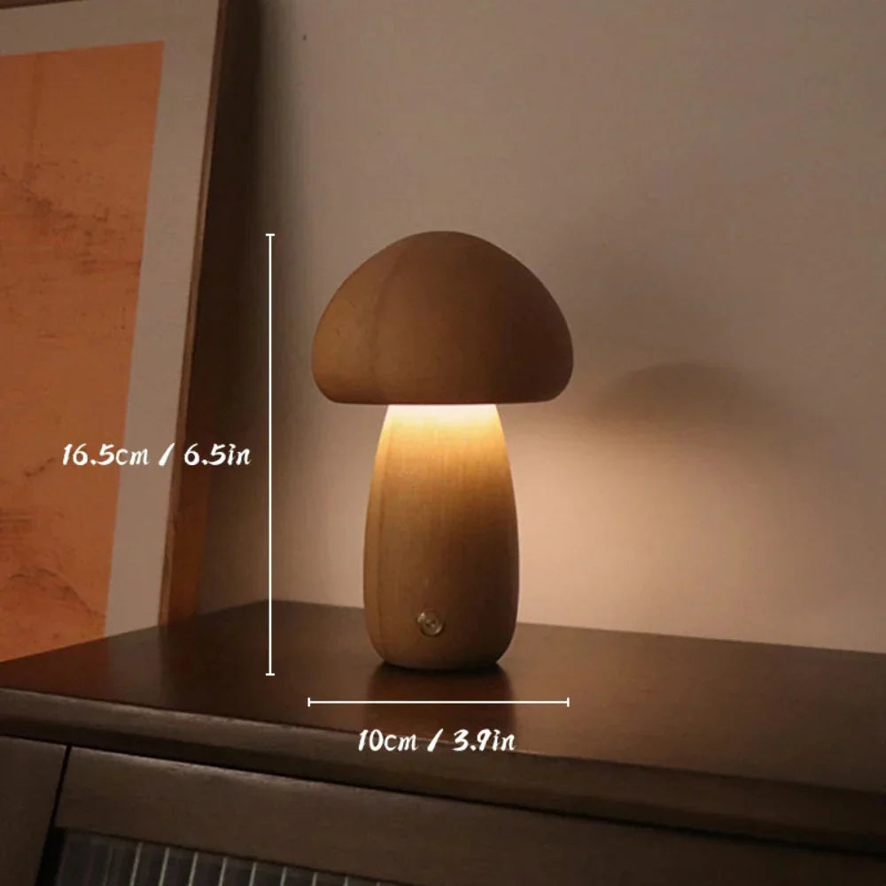 Table Lamp Wooden Cordless USB-Rechargeable Dimmable