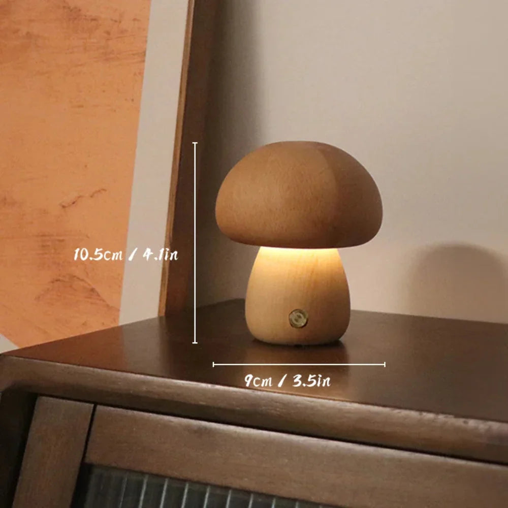 Table Lamp Wooden Cordless USB-Rechargeable Dimmable