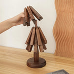 Table Mat Black Walnut Wood Heat-Insulating Stackable