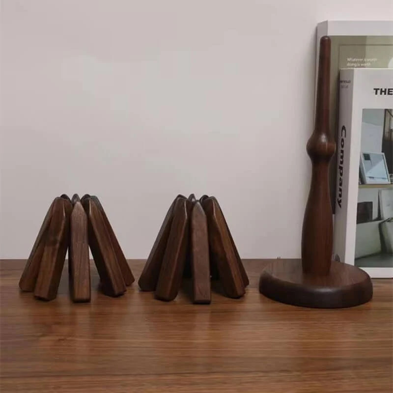 Table Mat Black Walnut Wood Heat-Insulating Stackable