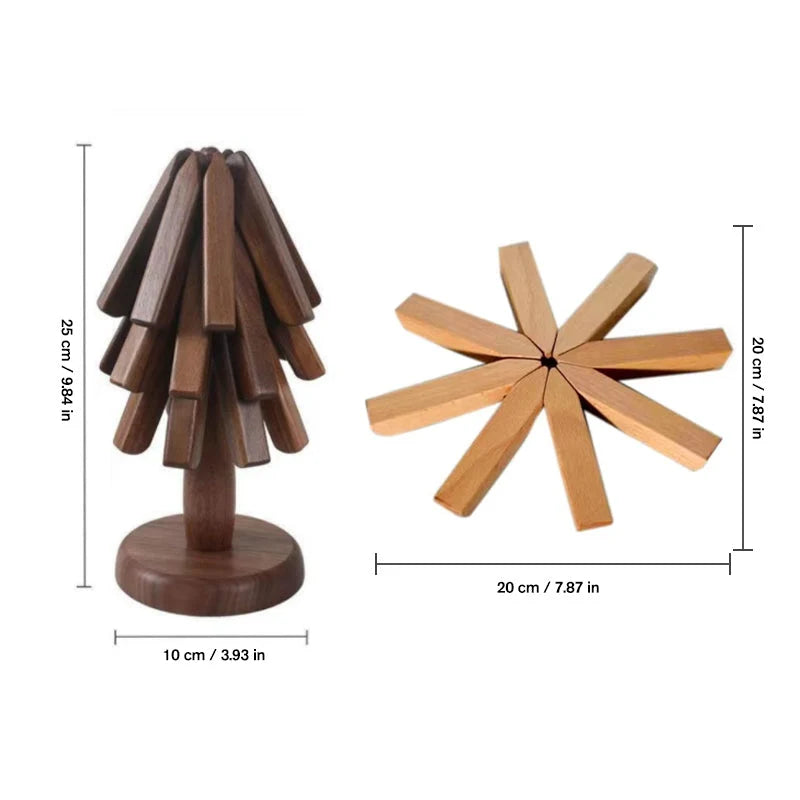 Table Mat Black Walnut Wood Heat-Insulating Stackable