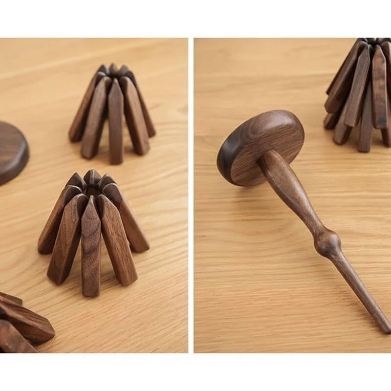Table Mat Black Walnut Wood Heat-Insulating Stackable