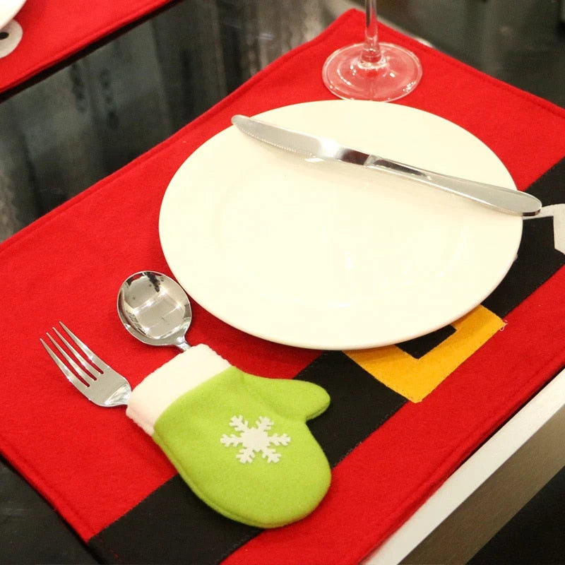 Table Mat Santa & Reindeer Christmas Design Non-Woven