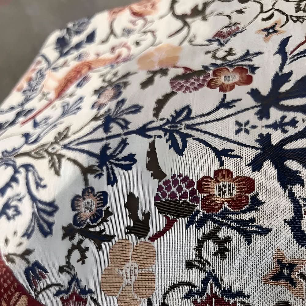 Table Runner Floral Bird Jacquard With Fringed Edges