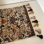 Table Runner Floral Bird Jacquard With Fringed Edges