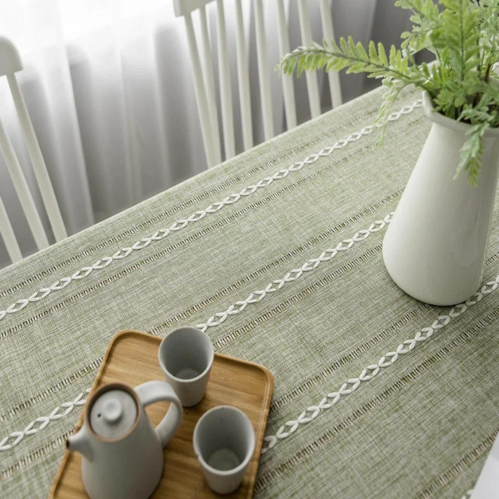 Tablecloth Cotton-Linen Blend Wrinkle-Resistant Machine-Washable