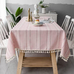 Tablecloth Cotton-Linen Blend Wrinkle-Resistant Machine-Washable