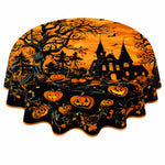 Tablecloth Round Polyester Halloween Designs Foldable for Storage