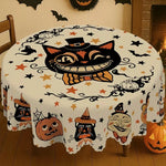 Tablecloth Round Polyester Halloween Designs Foldable for Storage