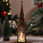 Tabletop Christmas Church Decoration Intricate Carvings Warm LED