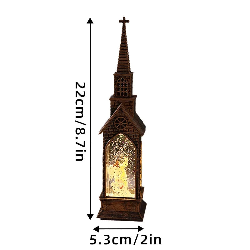 Tabletop Christmas Church Decoration Intricate Carvings Warm LED