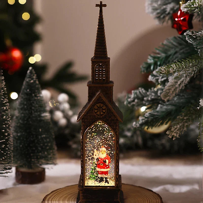 Tabletop Christmas Church Decoration Intricate Carvings Warm LED