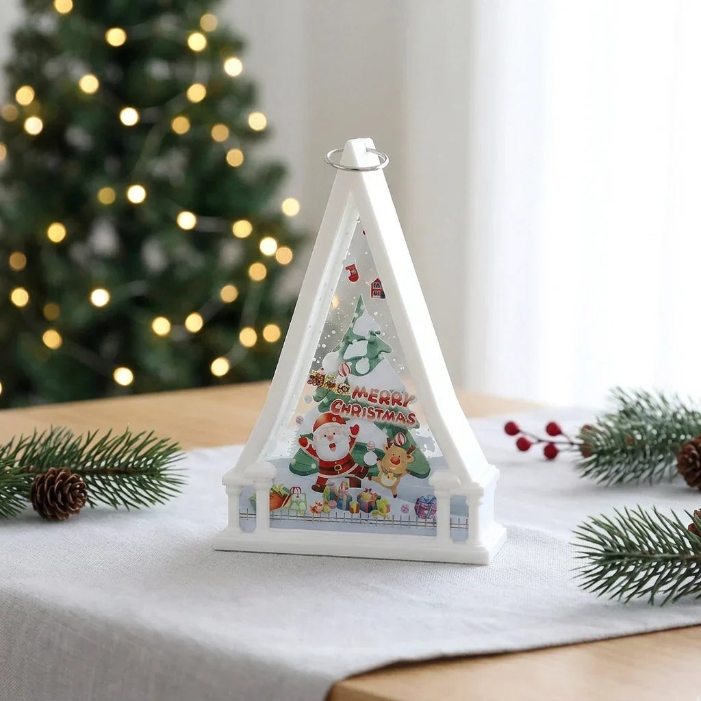 Tabletop Christmas Lantern Transparent Reindeer Warm Glow