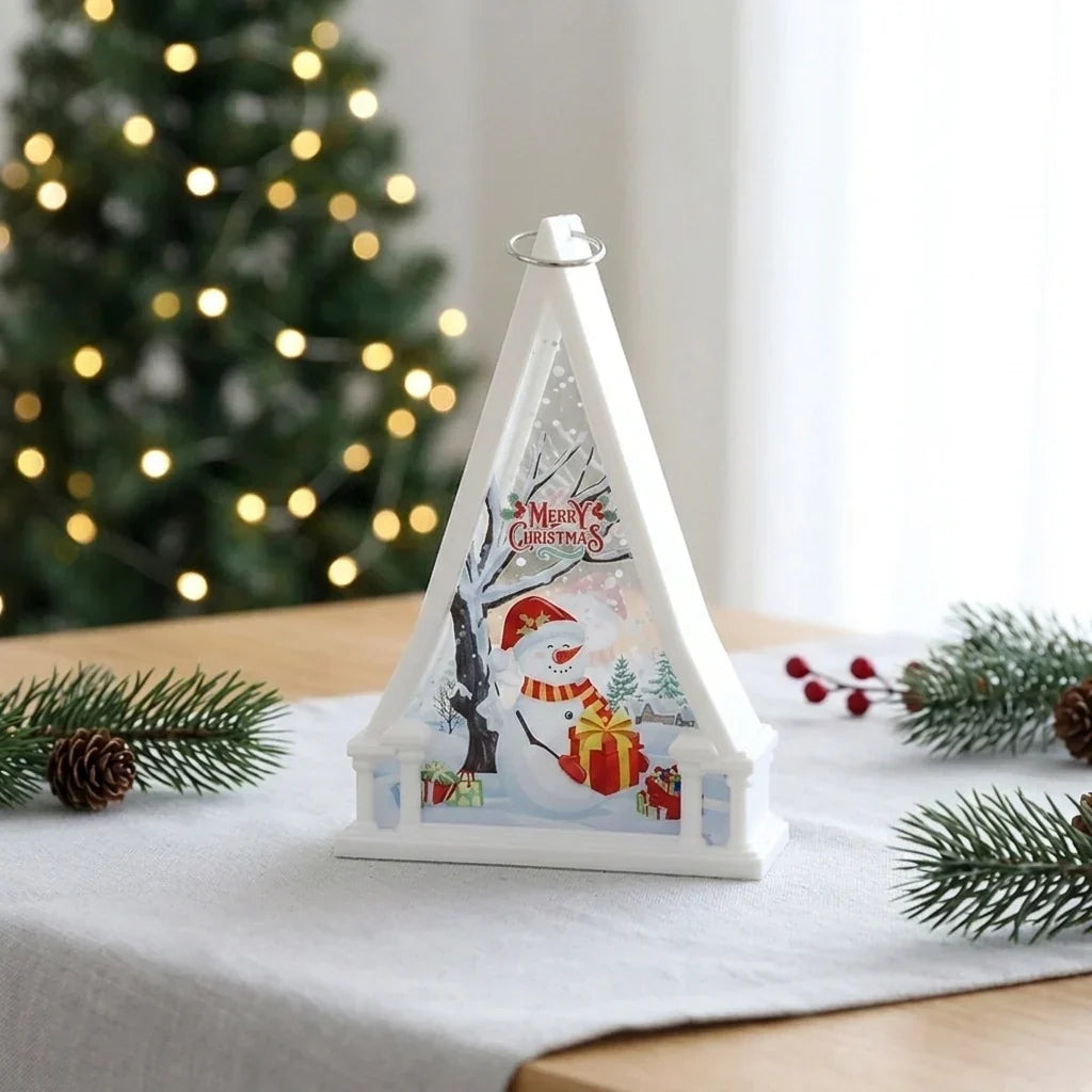 Tabletop Christmas Lantern Transparent Reindeer Warm Glow