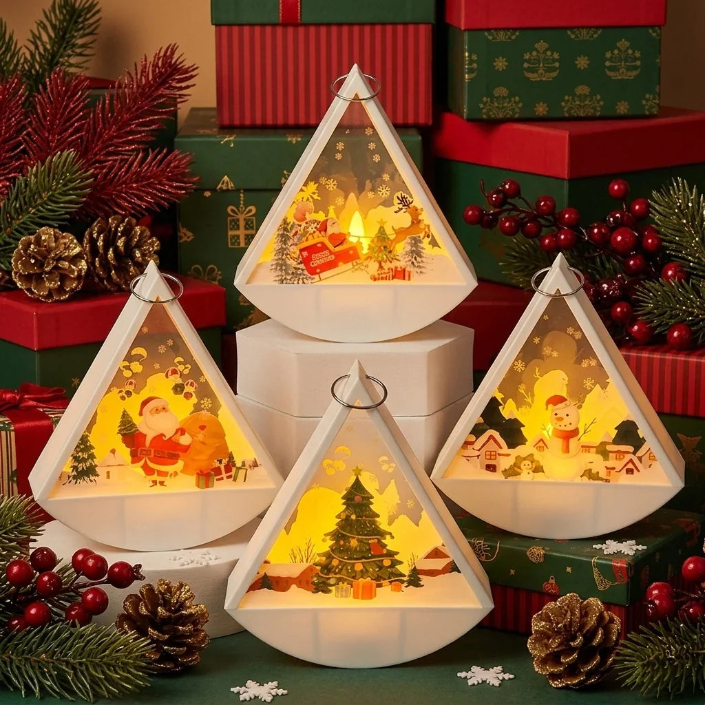 Tabletop Christmas Light Santa Scene Warm White LED