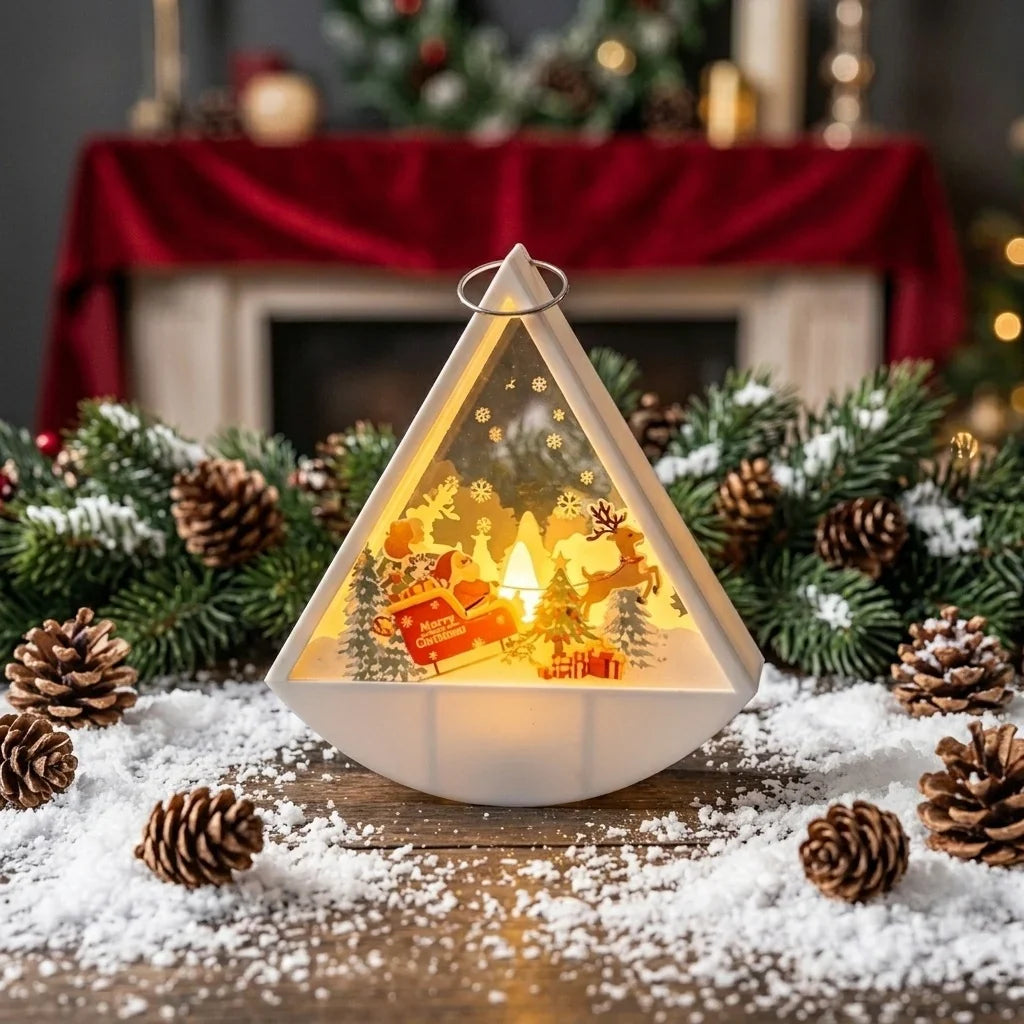 Tabletop Christmas Light Santa Scene Warm White LED